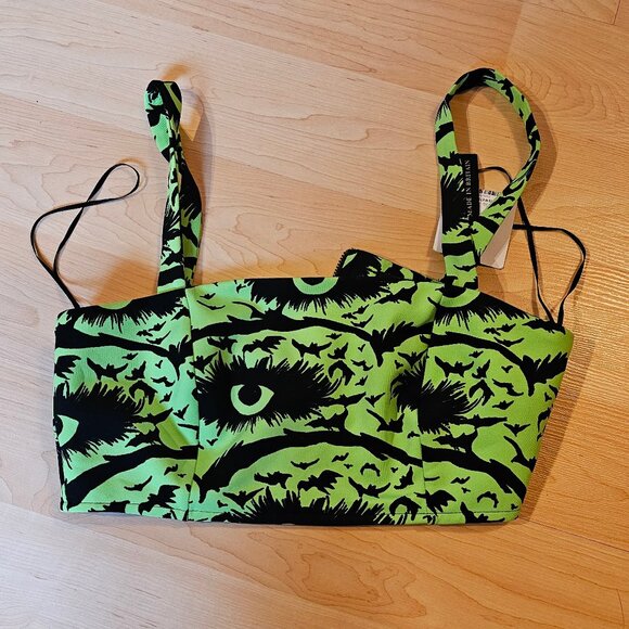NWT Spooky Zip-Up Crop Top - Picture 1 of 4